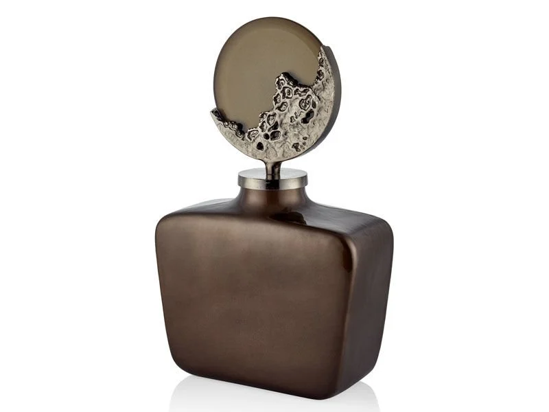 Cam ve Metal Karışımlı Kapaklı Vazo | Glass and Metal Mixed Lid Vase