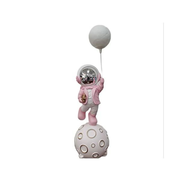 Astronot Dekoratif Heykel Pembe Beyaz 