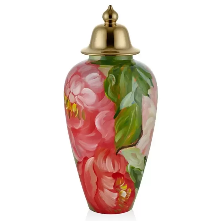 Şakayık Desenli Kapaklı Küçük Küp | Small Cube with Peony Pattern Lid