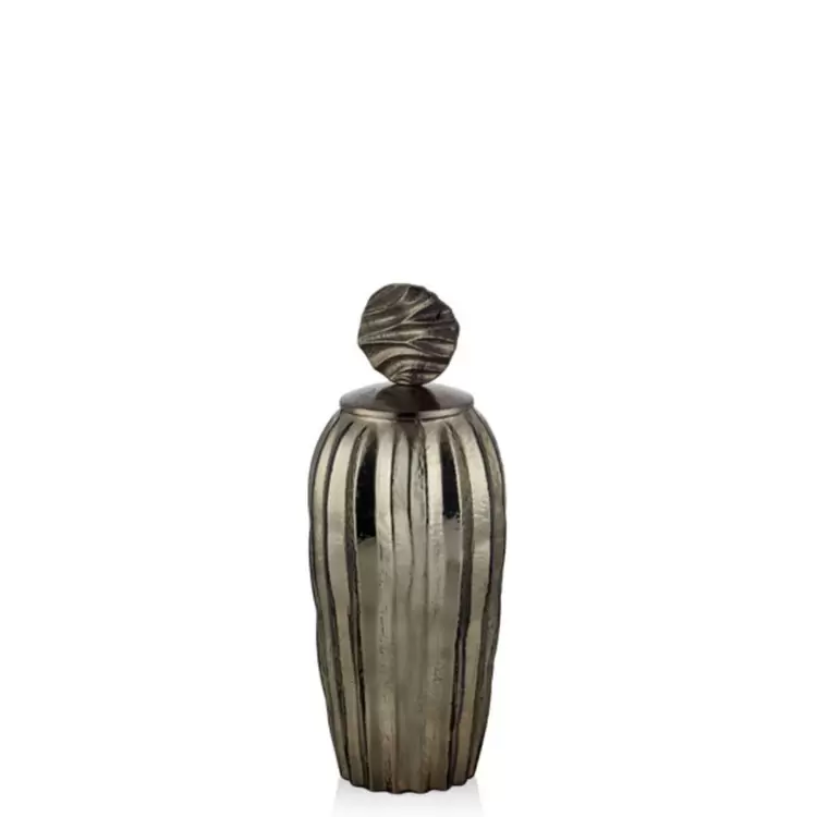 Aged Brass Küçük Cam Kapaklı Küp