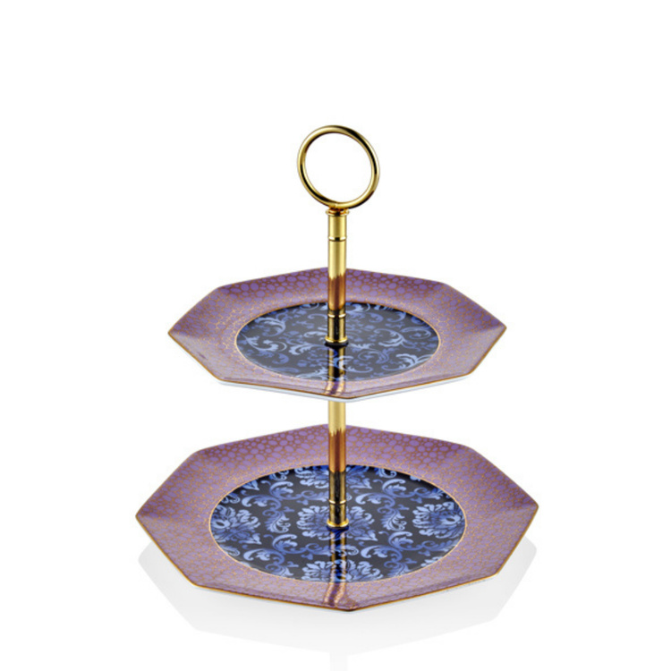 Tea Delight İki Katlı Kek Standı Iris Purple