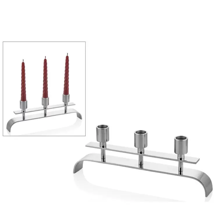 Half Elips Nickel Large Candle Holder Mumluk