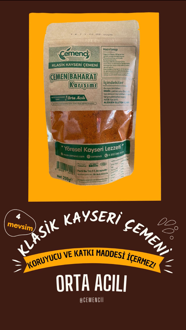 Klasik Kayseri Çemeni Orta acılı (Toz Karışımı) 200 gr