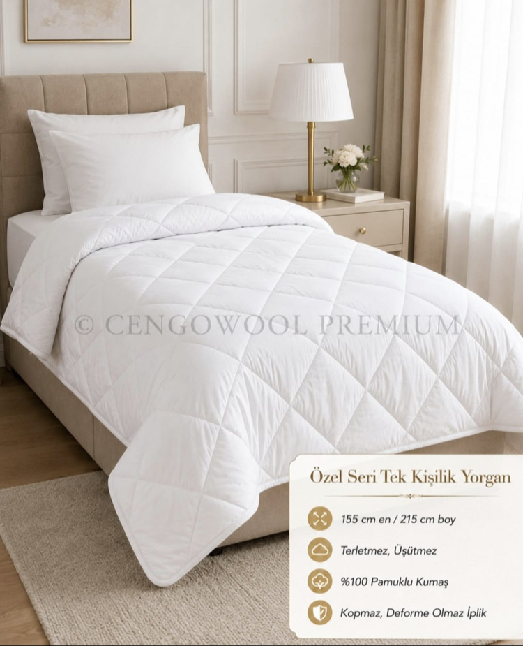 Premium tek kişilik yün yorgan