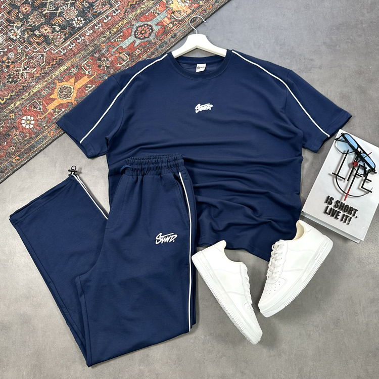 YIKAMALI KUMAŞ TSHİRT + ŞERİTLİ BAGGY EŞOFMAN