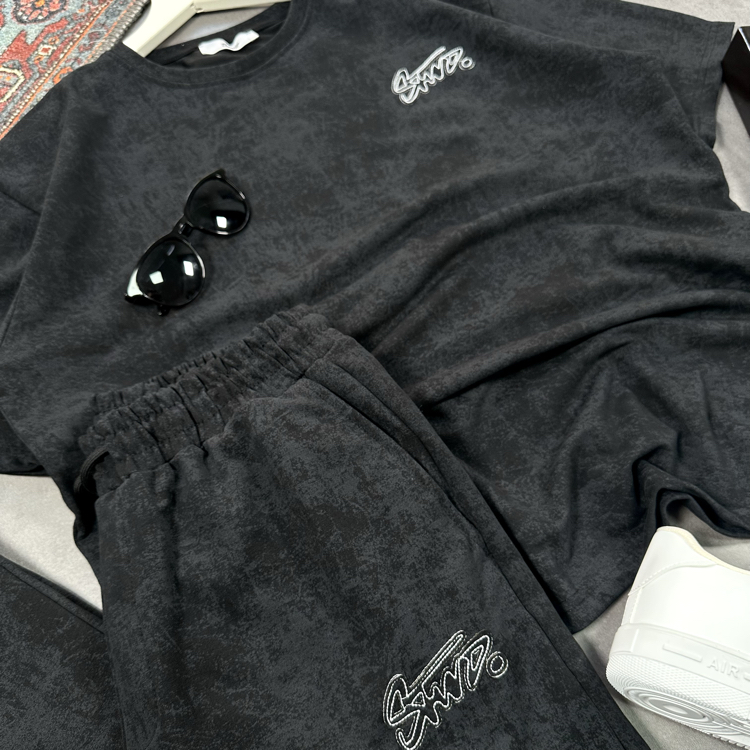 YIKAMALI KUMAŞ TSHİRT + YIKAMALI KUMAŞ BAGGY EŞOFMAN 