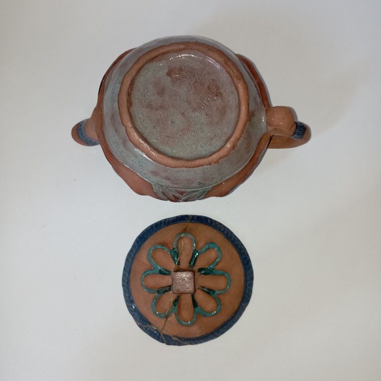 El Yapımı Seramik Çaydanlık -Demlik- Japon Sanatı Kintsugi Yapılmış