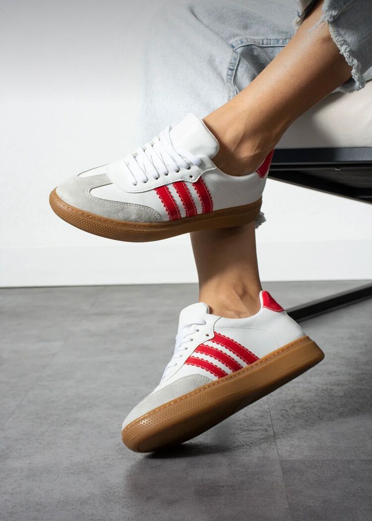 Kadın Beyaz Kırmızı Spor Ayakkabı 5590