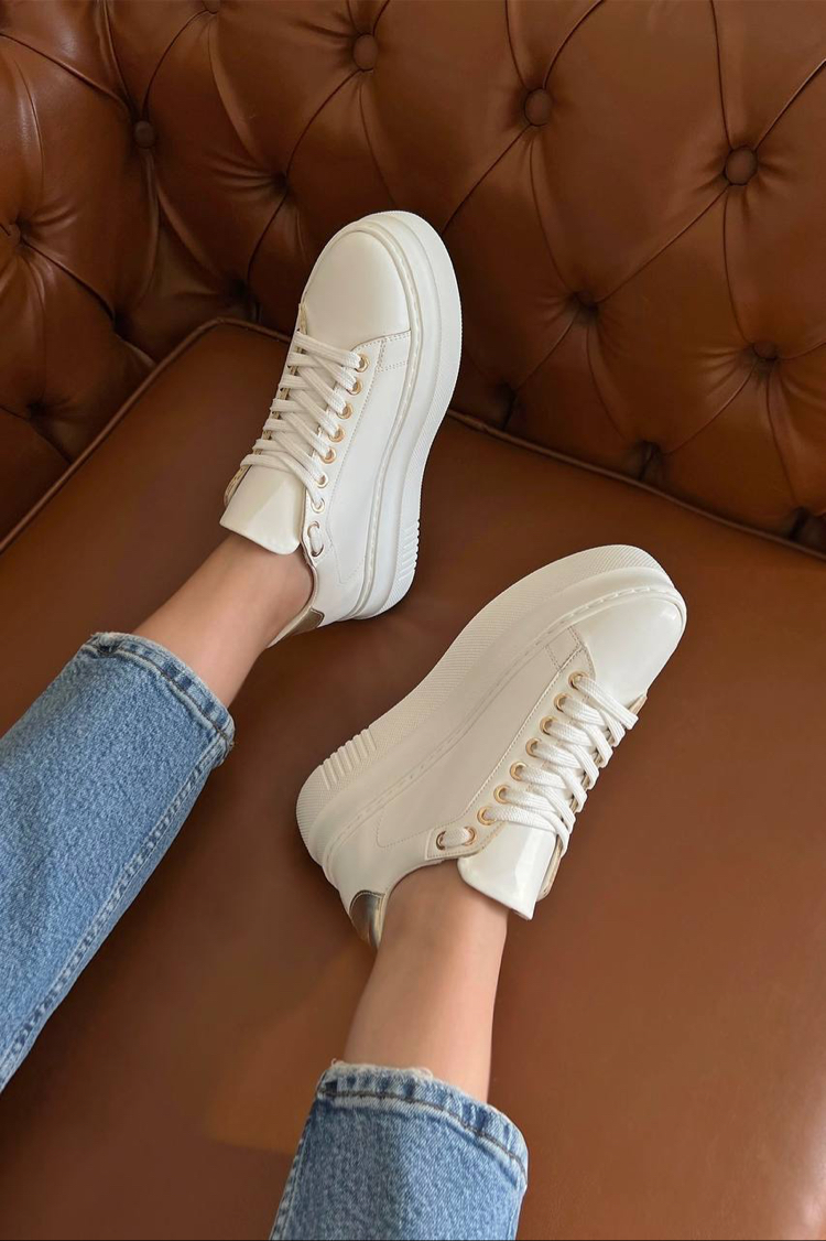 Beyaz Altın detaylı  Sneaker Kadın Ayakkabı 