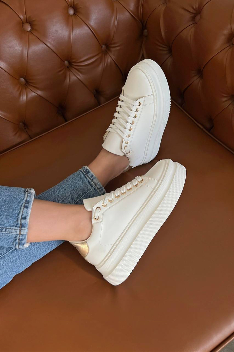 Beyaz Altın detaylı  Sneaker Kadın Ayakkabı 