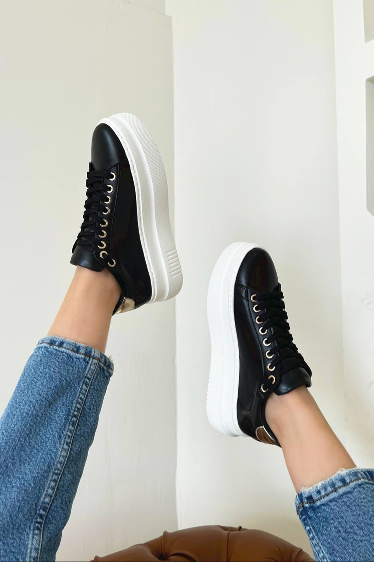 Siyah altın detaylı Sneaker Kadın Ayakkabı 