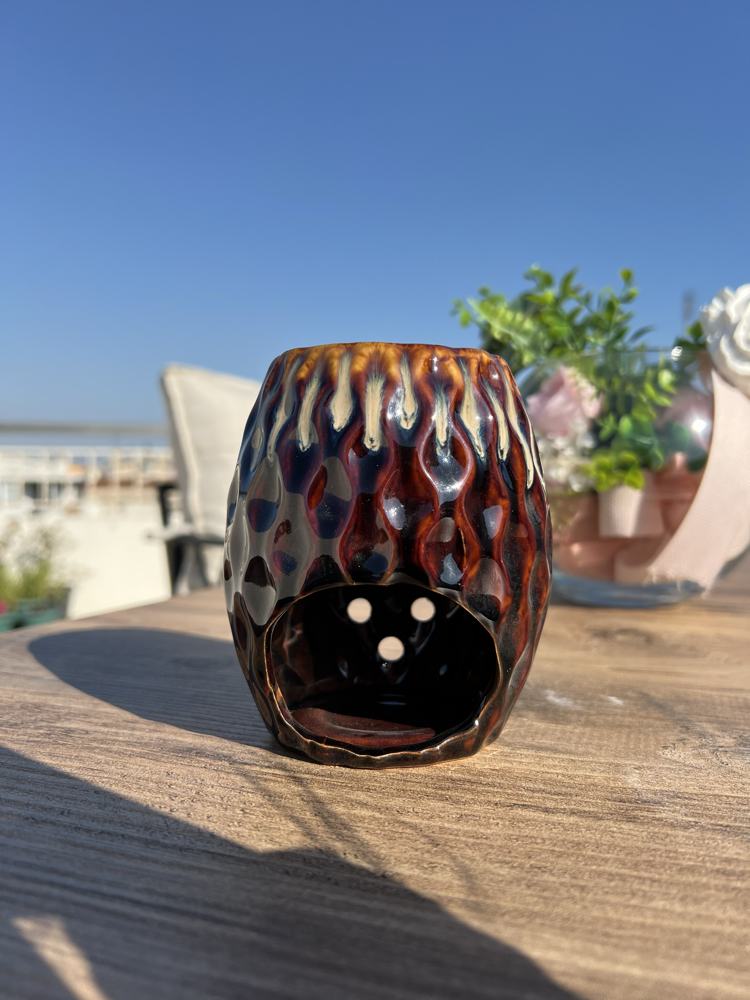 Premium Bohem Kahverengi Seramik Buhurdanlık