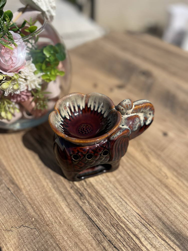 Büyük Beyaz Fil Seramik Buhurdanlık + Hediye Buhurdanlık Mumu
