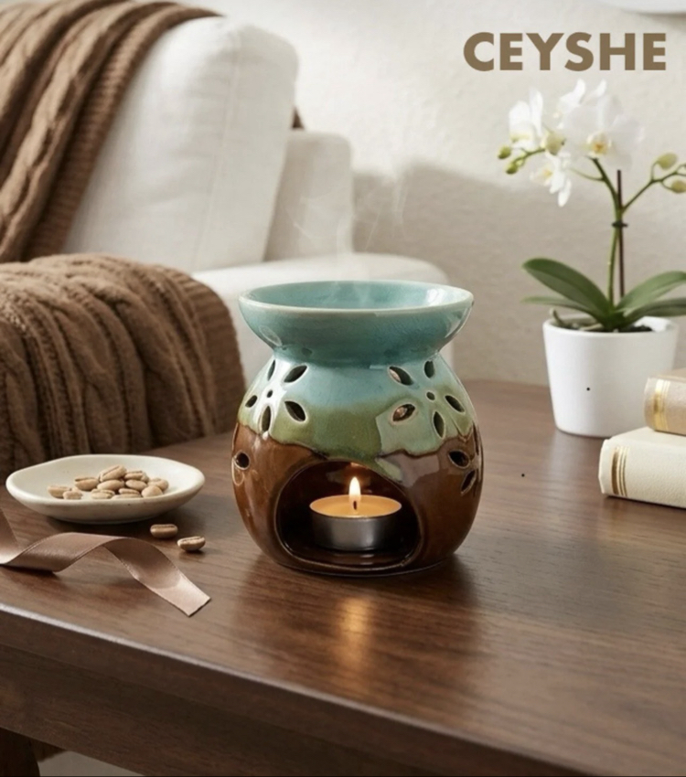 Seramik Yeşil Kahve Premium Buhurdanlık