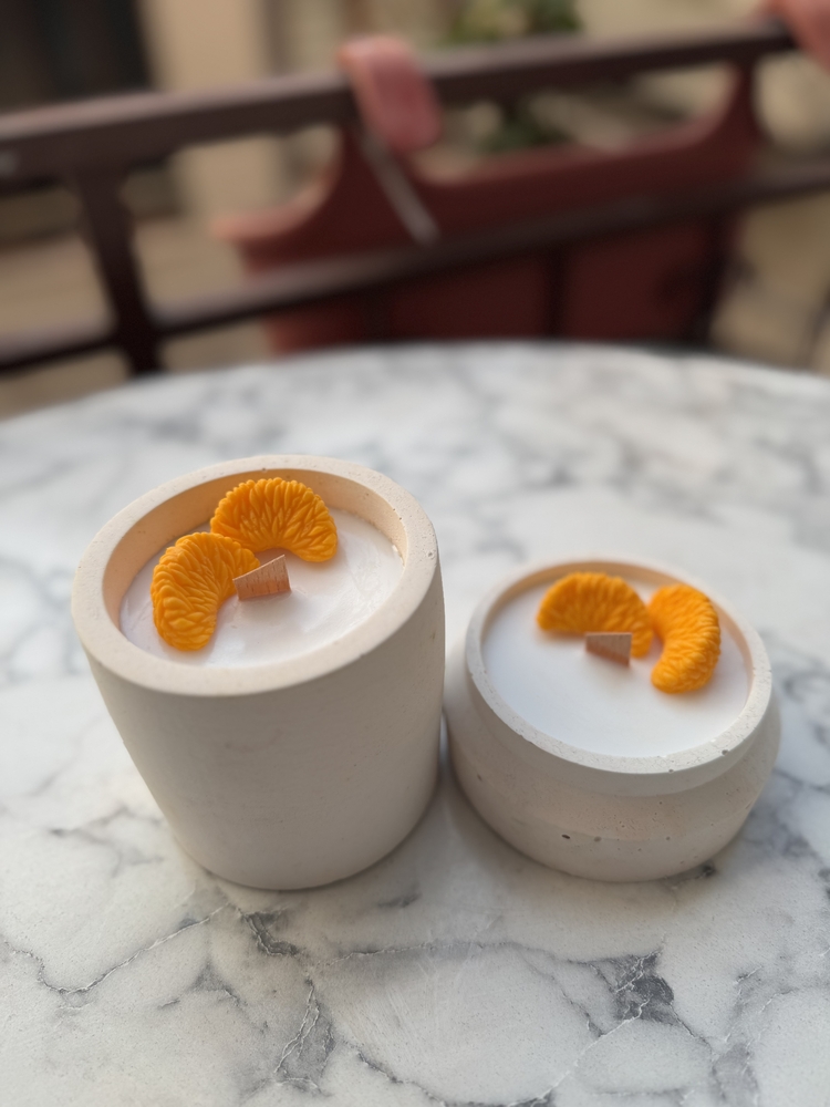 Portakallı Büyük Boy Soya Beton Mum