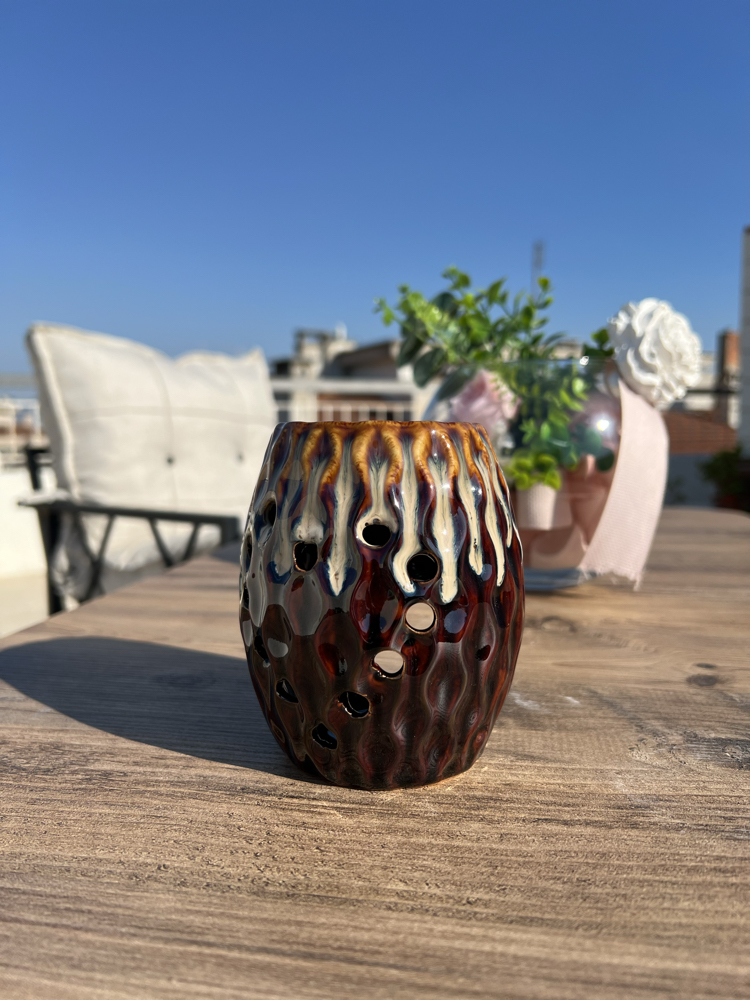 Premium Bohem Kahverengi Seramik Buhurdanlık