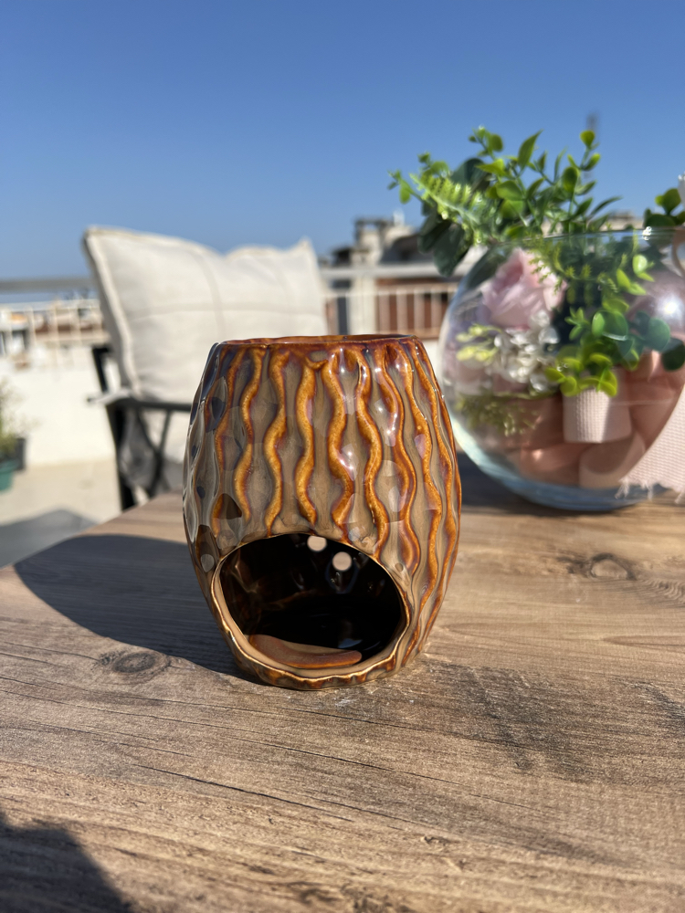 Premium Seramik Kahve Bohem Buhurdanlık