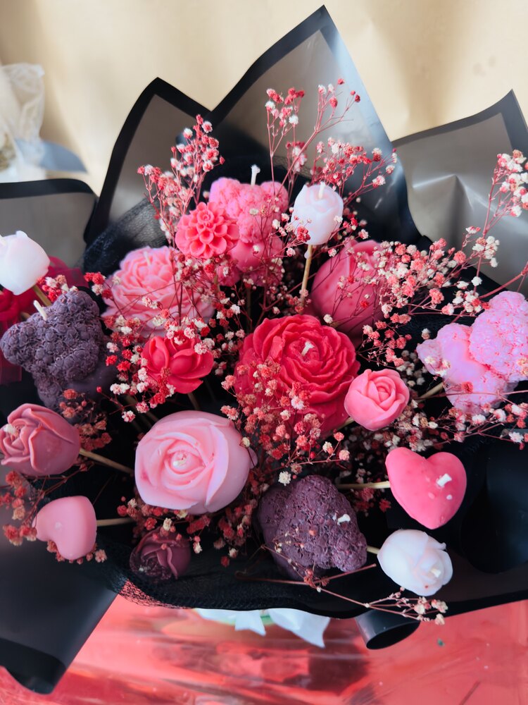 XL Pembe VipGift Doğal Soya Mum Buketi