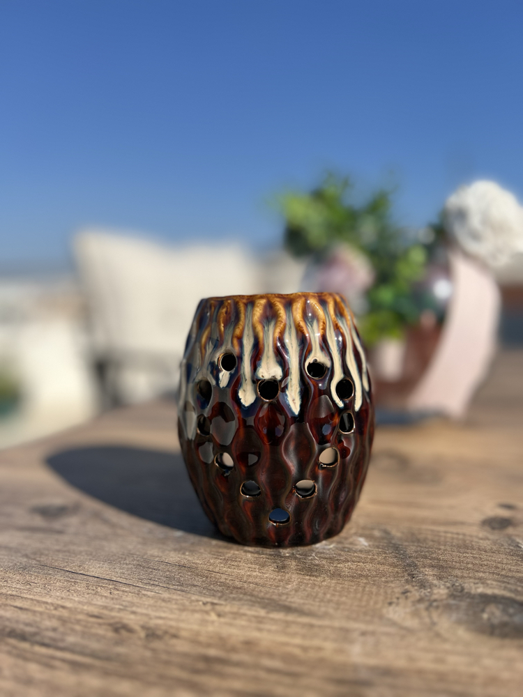 Premium Bohem Kahverengi Seramik Buhurdanlık
