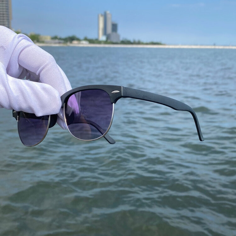 Ray-Ban Clubmaster Tarzı Retro Güneş Gözlüğü  Siyah Çerçeve  Mor Lens