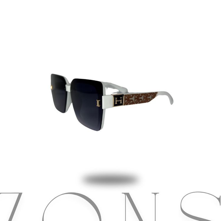 Hermes Model Lüks Kare Güneş Gözlüğü  Altın H Logosu  Siyah Lens beyaz