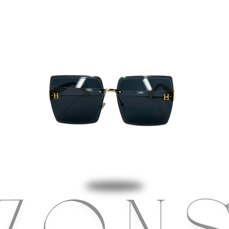 Hermes Model Lüks Kare Güneş Gözlüğü  Altın H Logosu  Siyah Lens krem
