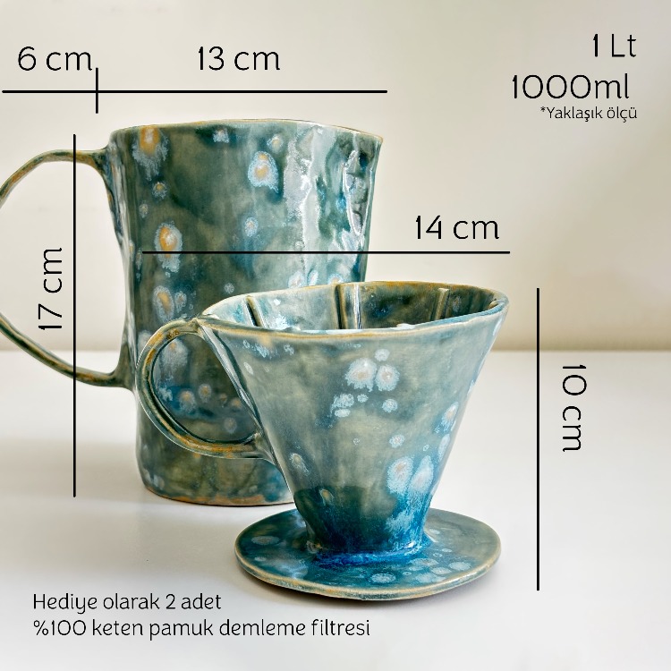 Patina Kristal Mavi V60 demleme seti