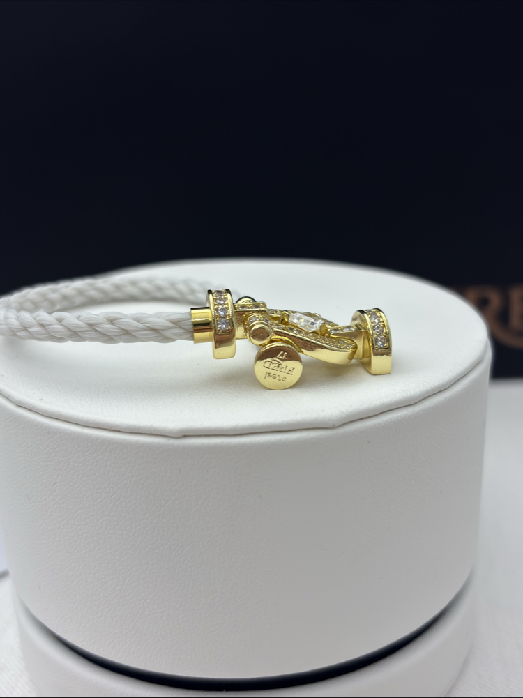 Fred Force 10 Beyaz Gold Taşlı Bileklik