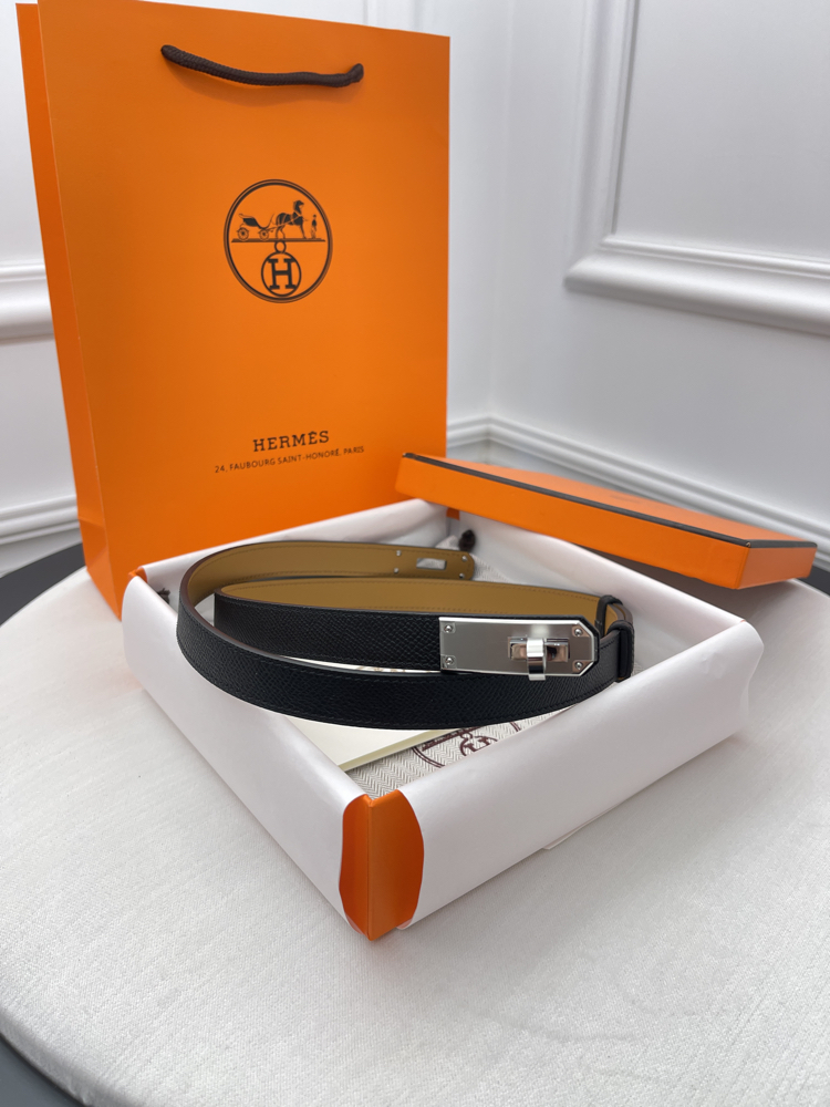 Hermes Kelly Belt Siyah-Silver Kutulu