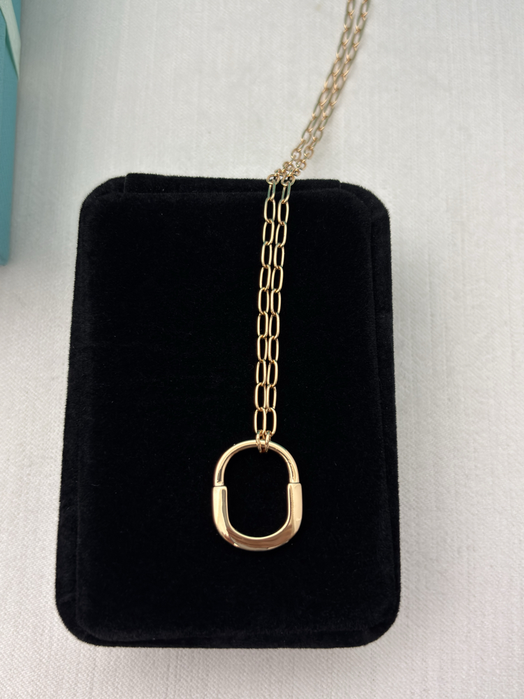Tiffany Kilit Small Rose Gold Taşlı Kolye