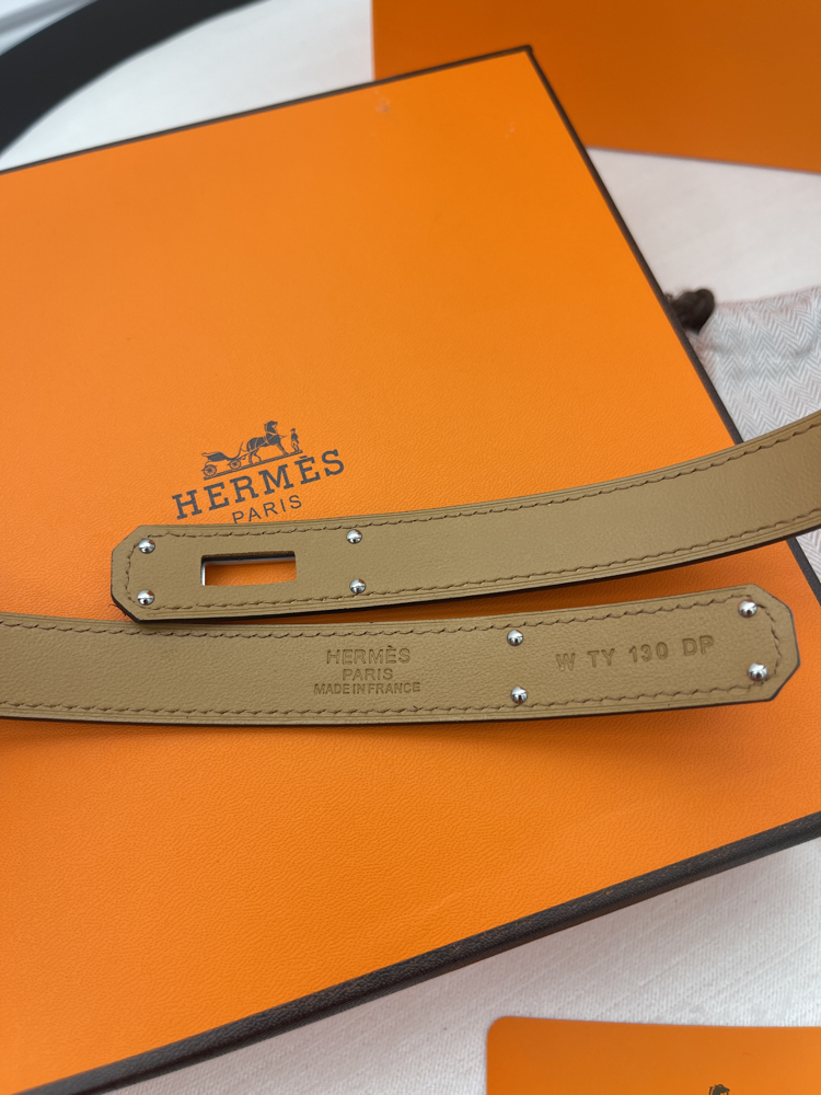 Hermes Kelly Belt Siyah-Silver Kutulu
