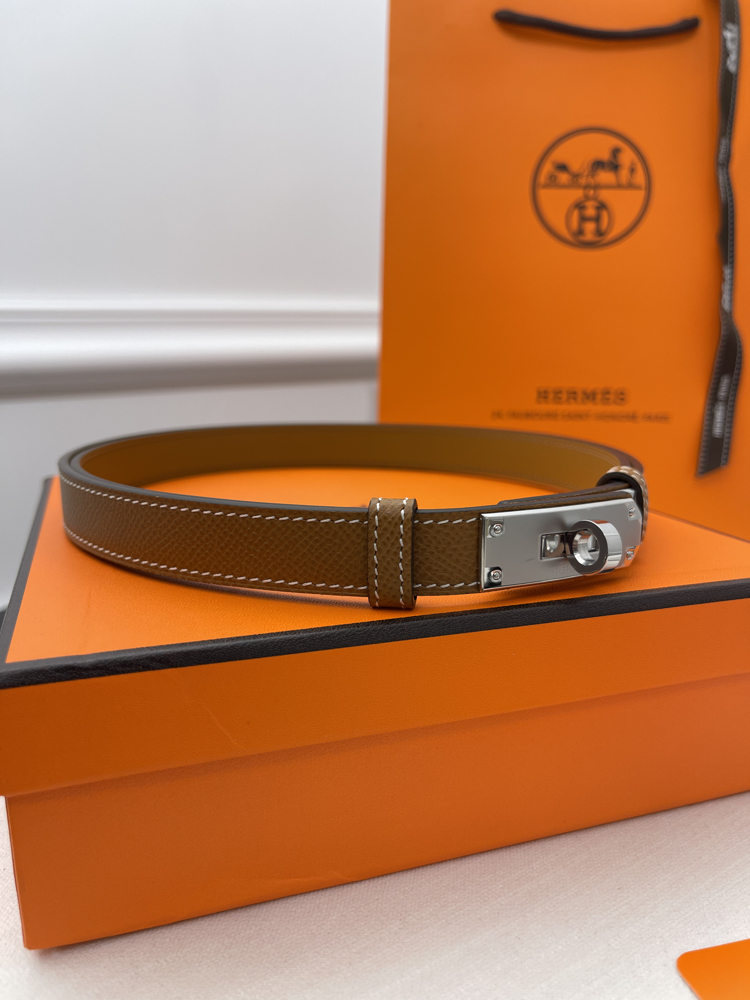 Hermes Kelly Belt Gold-Silver Kutulu