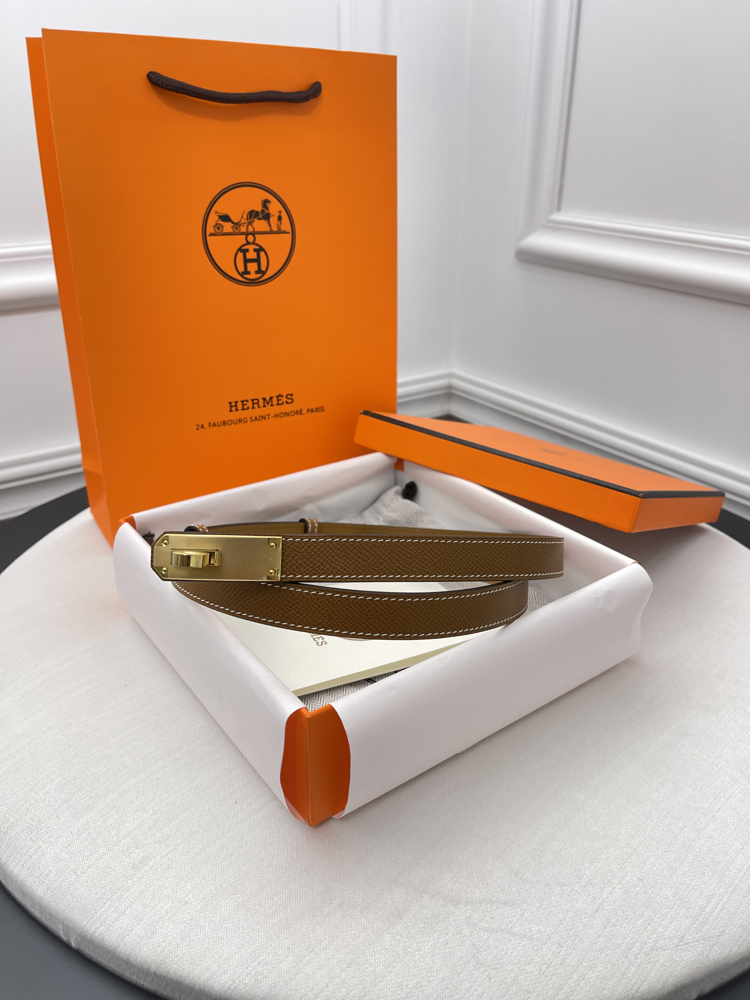 Hermes Kelly Belt Gold Kutulu