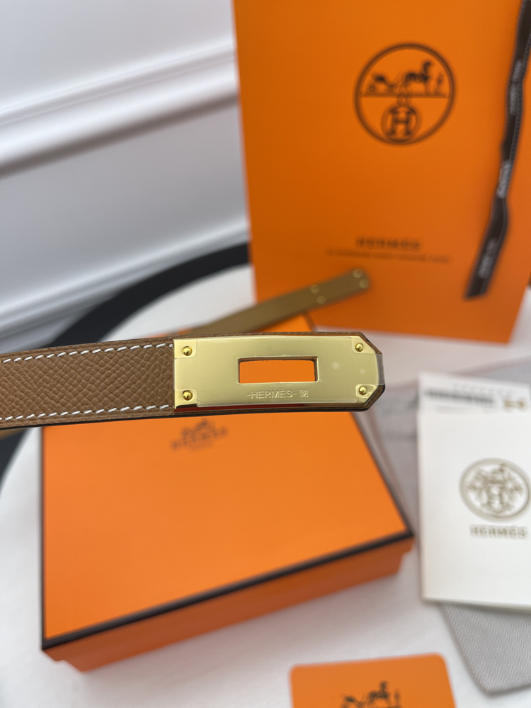Hermes Kelly Belt Gold Kutulu