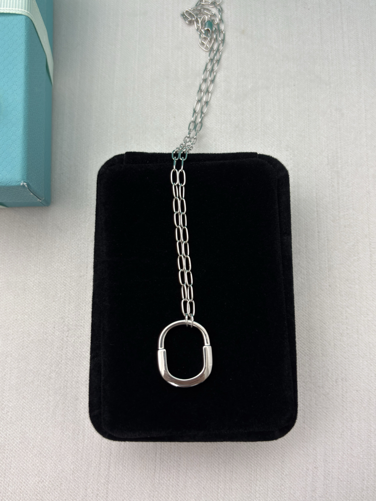 Tiffany Kilit Small Silver Taşlı Kolye