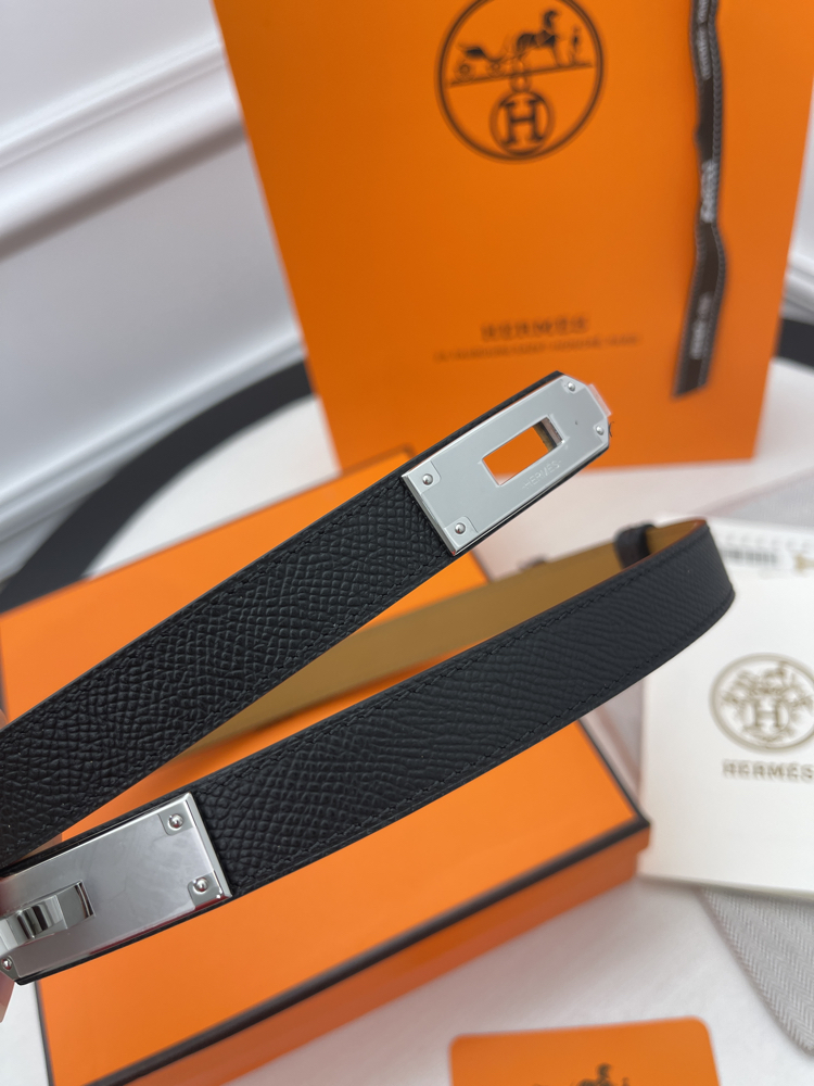 Hermes Kelly Belt Siyah-Silver Kutulu