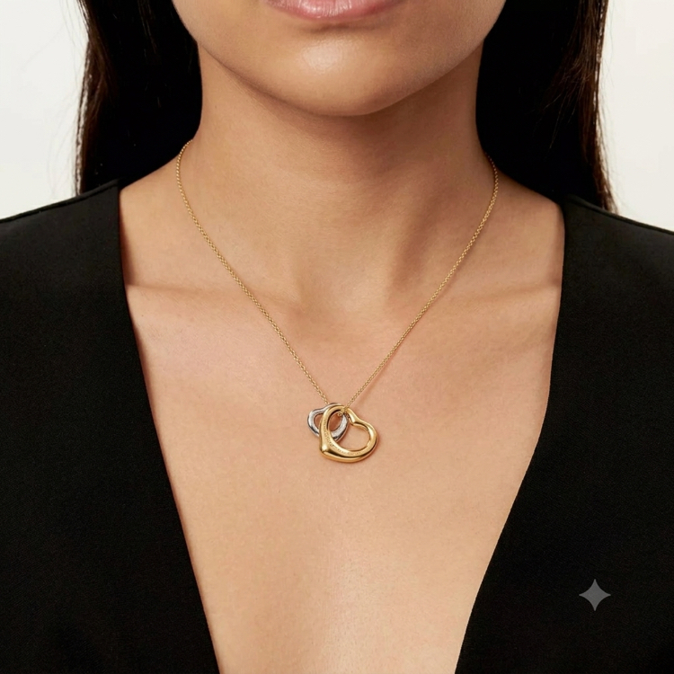 Tiffany Heart İkili Silver-Gold Kolye