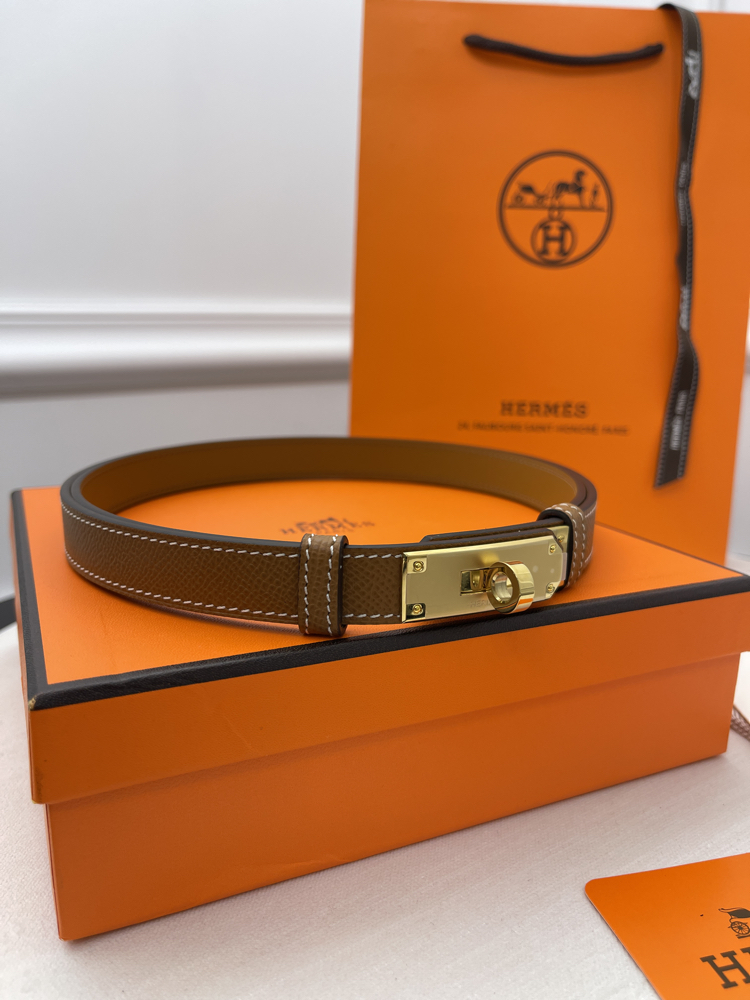 Hermes Kelly Belt Gold Kutulu