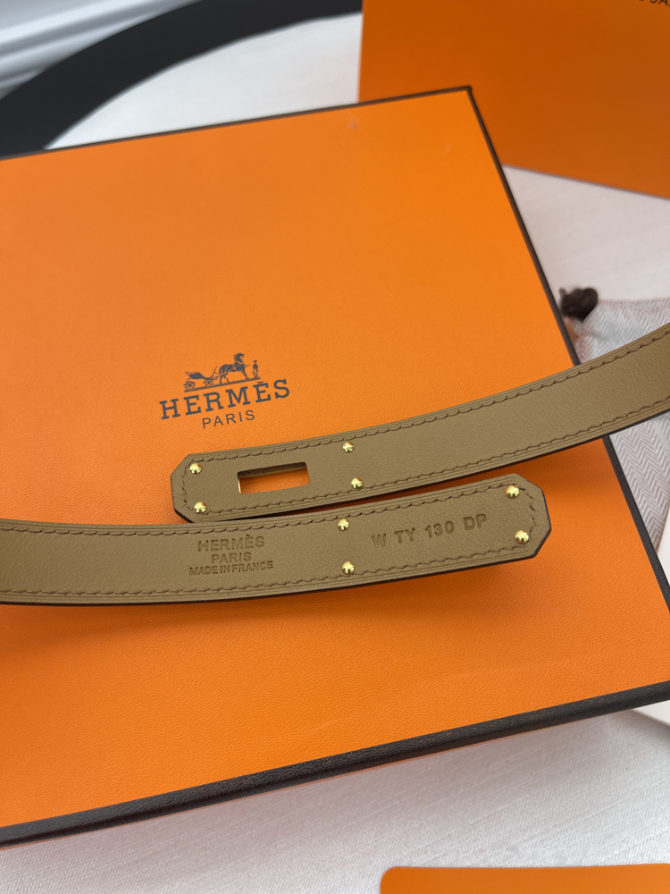 Hermes Kelly Belt Gold Kutulu