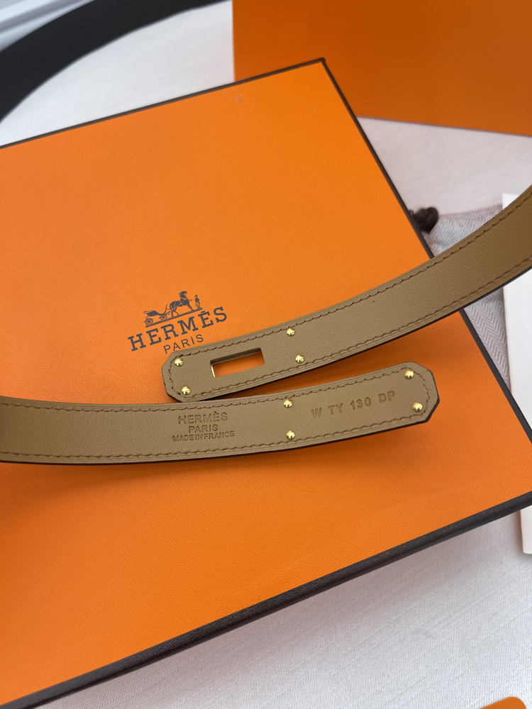 Hermes Kelly Belt Siyah-Gold Kutulu