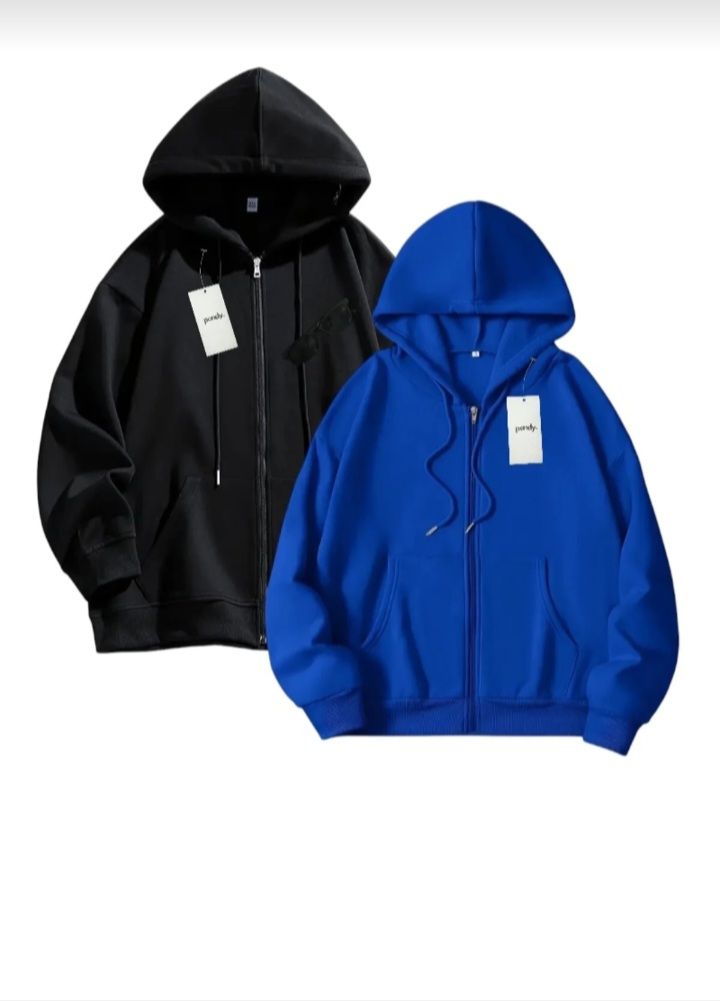 Unisex siyah/mavi 2 li  kapşonlu sweatshirt/hırka 