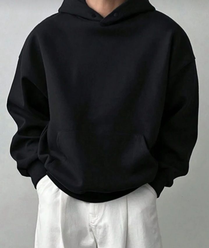 siyah kapşonlu kanguru cepli sweatshirt 
