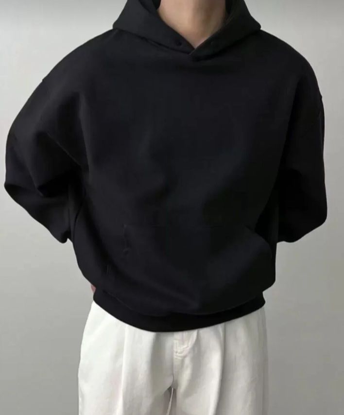 siyah kapşonlu kanguru cepli sweatshirt 