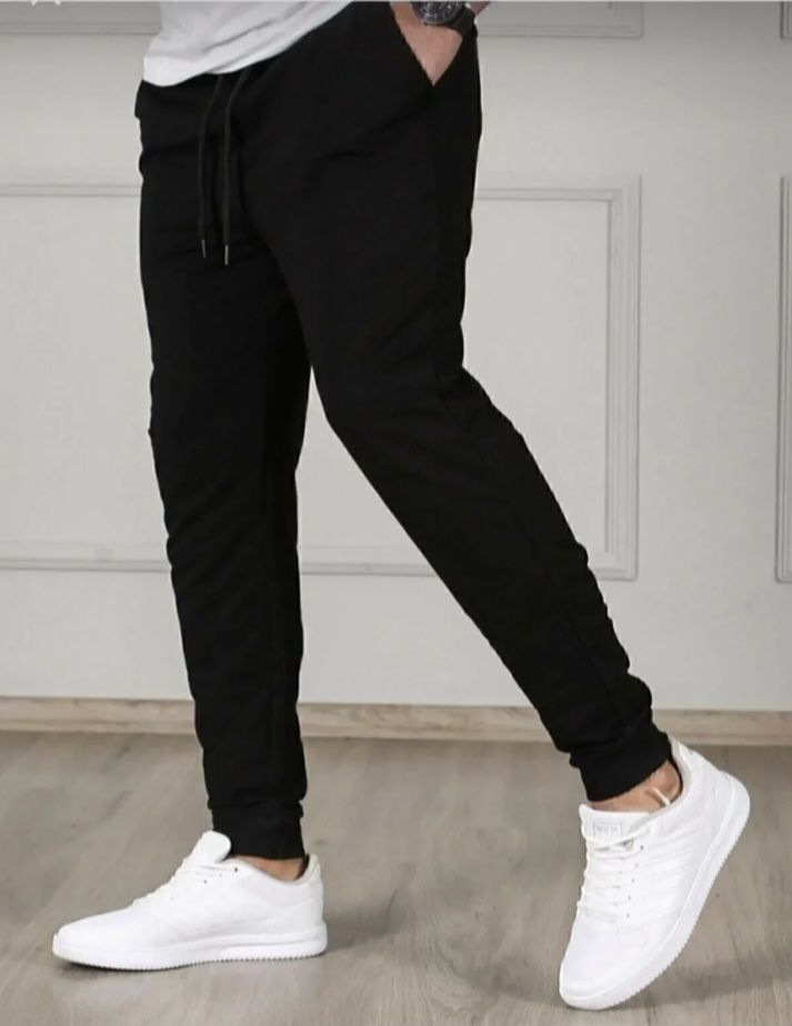 Erkek siyah slim fit Jogger eşofman 