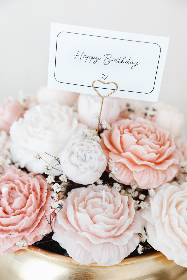 Peony Bloom Candle Bouquet