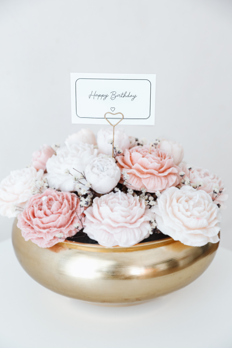 Peony Bloom Candle Bouquet