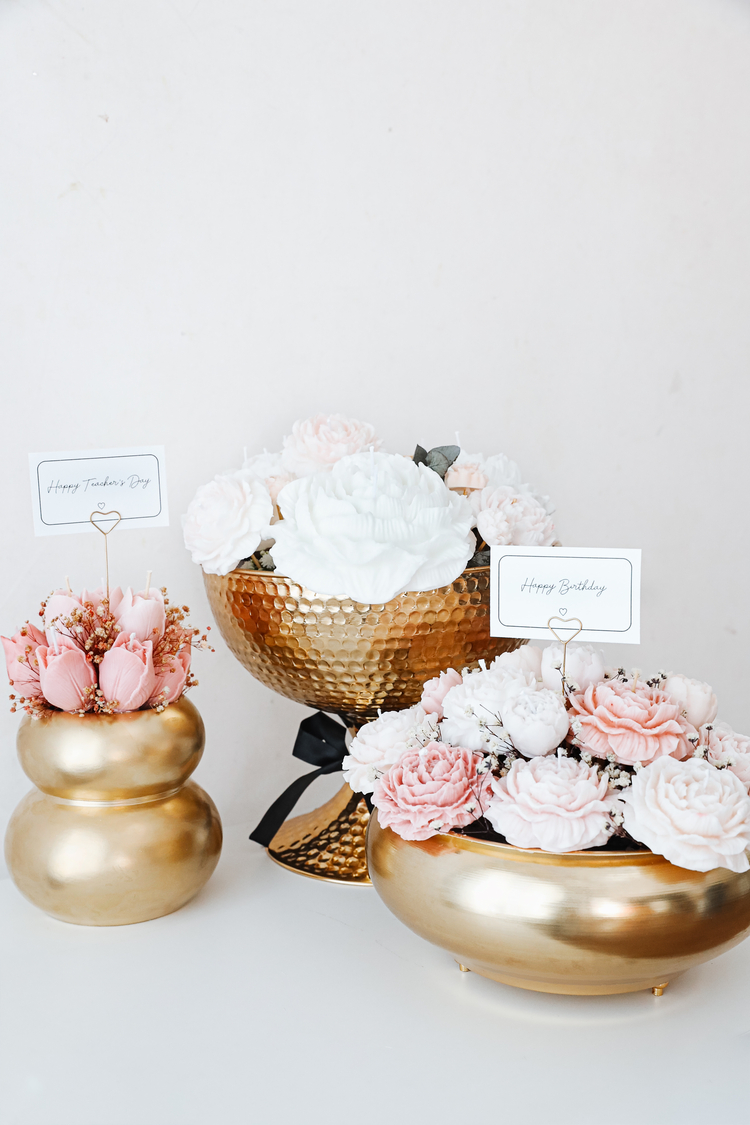 Peony Bloom Candle Bouquet