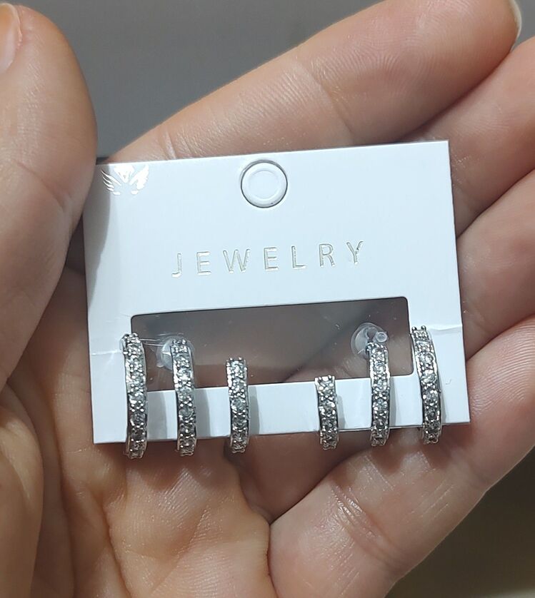 3 lü Görünüm Silver Küpe 