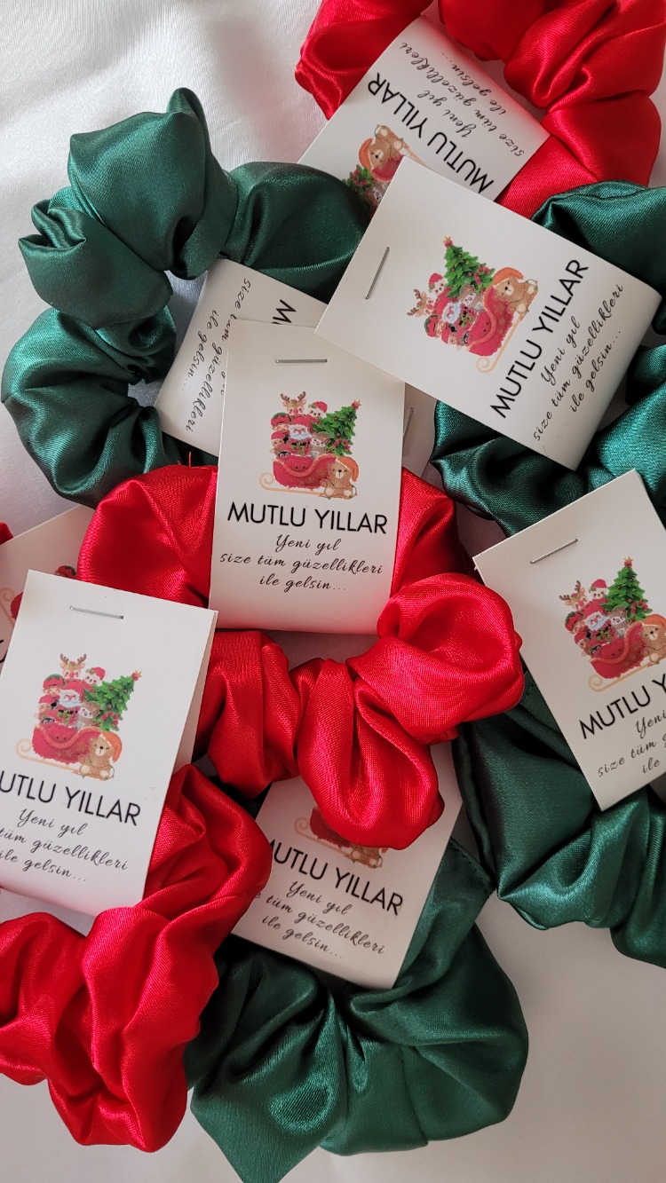 8li yeni yıl kartlı saten toka