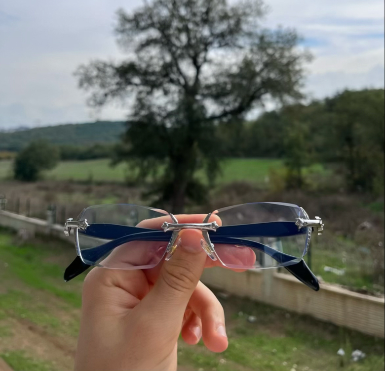 Çerçevesiz gümüş Chrome hearts 
